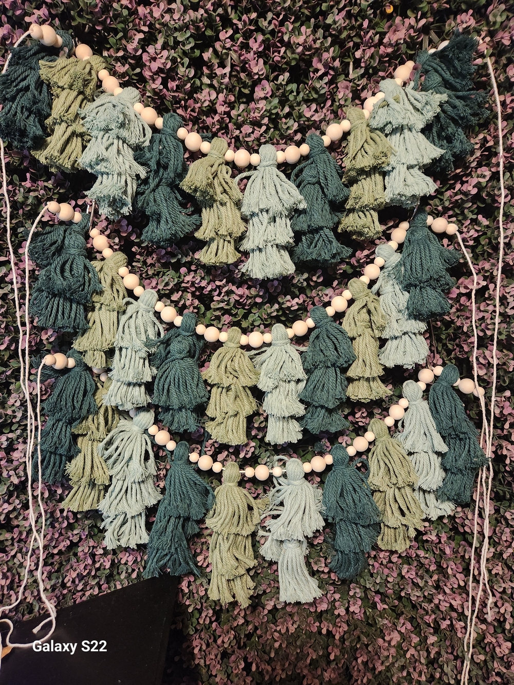 Handmade Green Tassel Garland Wall Hanging - Decorative Home Accent 24 Inch Leng